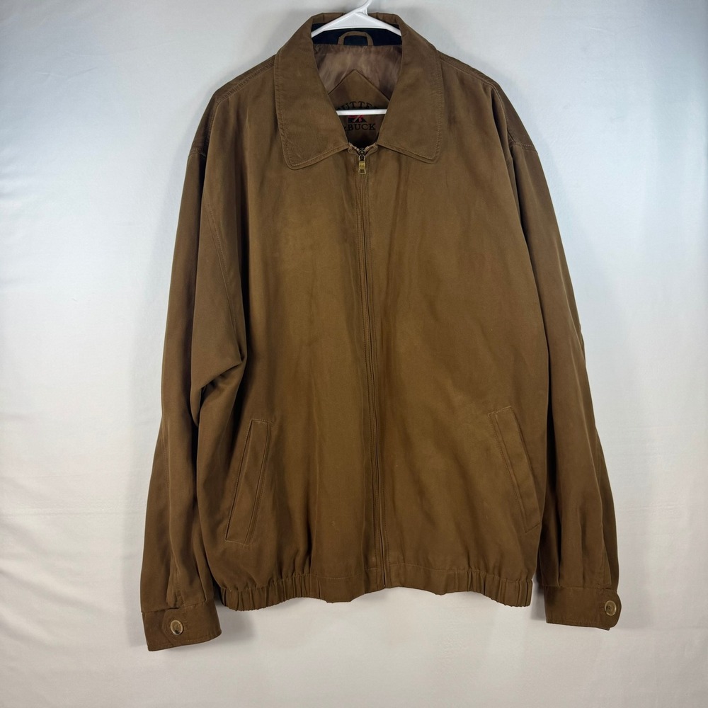 Cutter & Buck Mens Brown Faux Suede Full Zip Bomber Jacket XXL RN 83094